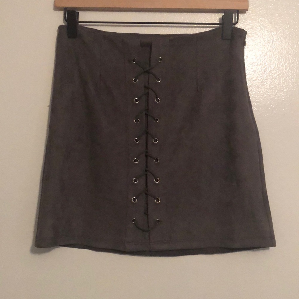 SEEK micro suede gray mini skirt